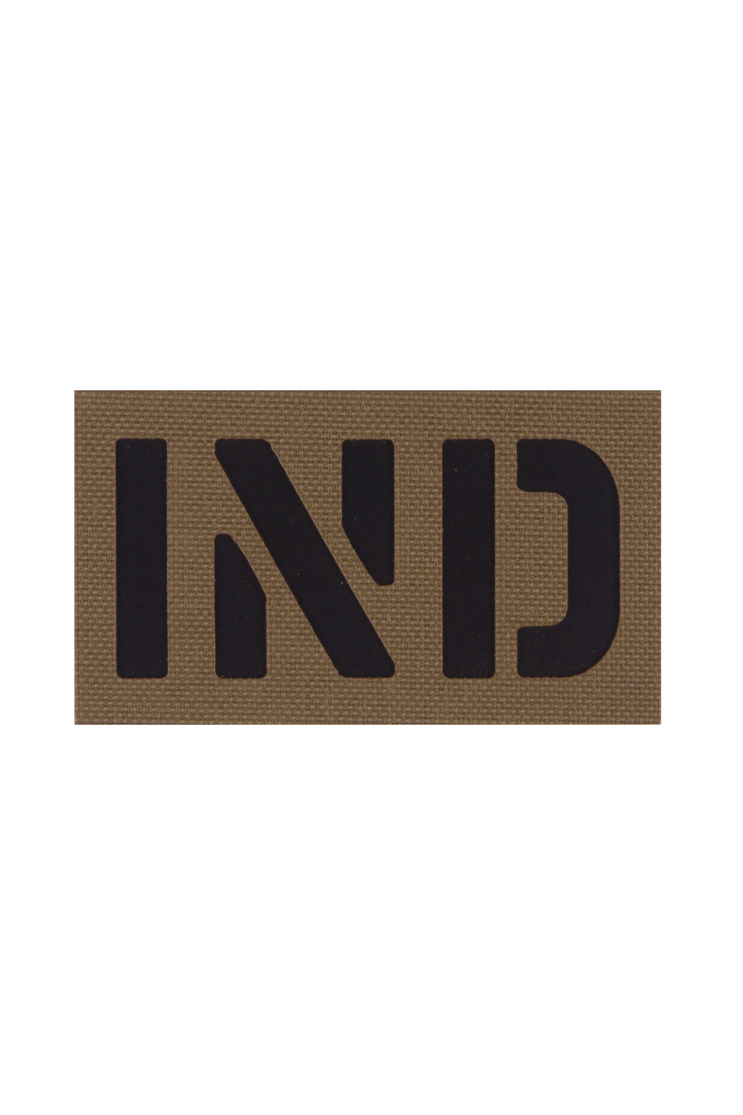 India infrared patch in coyote brown colour with 'IND' in black letters.