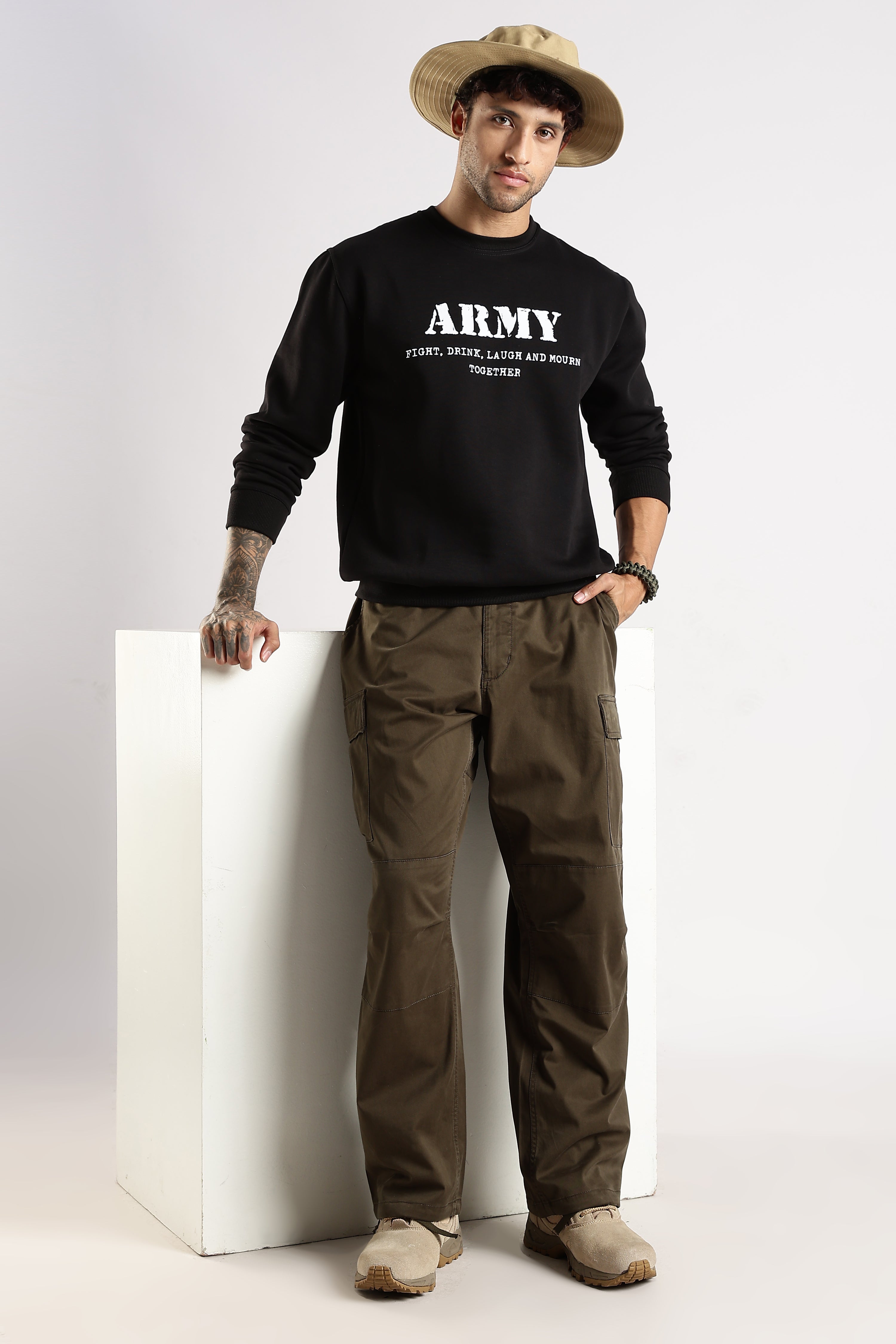 Army Sweatshirt - Fight, Laugh, Drink and Mourn Together