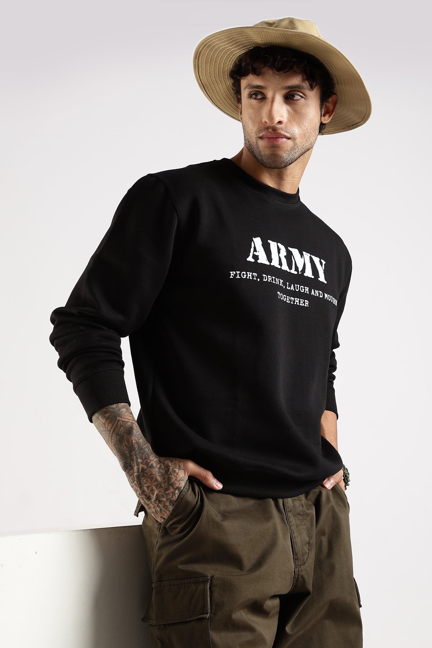 Army Sweatshirt - Fight, Laugh, Drink and Mourn Together