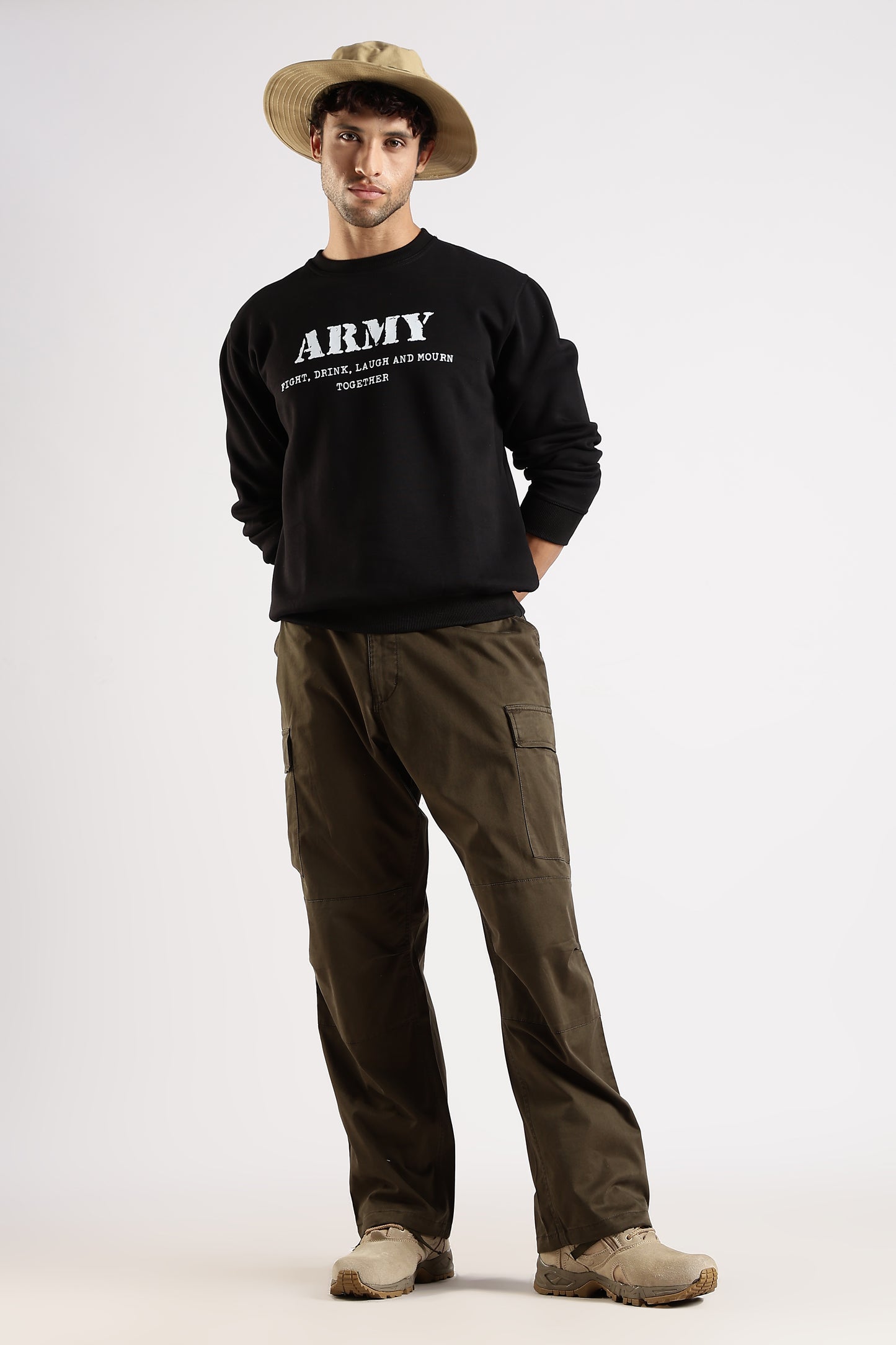Army Sweatshirt - Fight, Laugh, Drink and Mourn Together