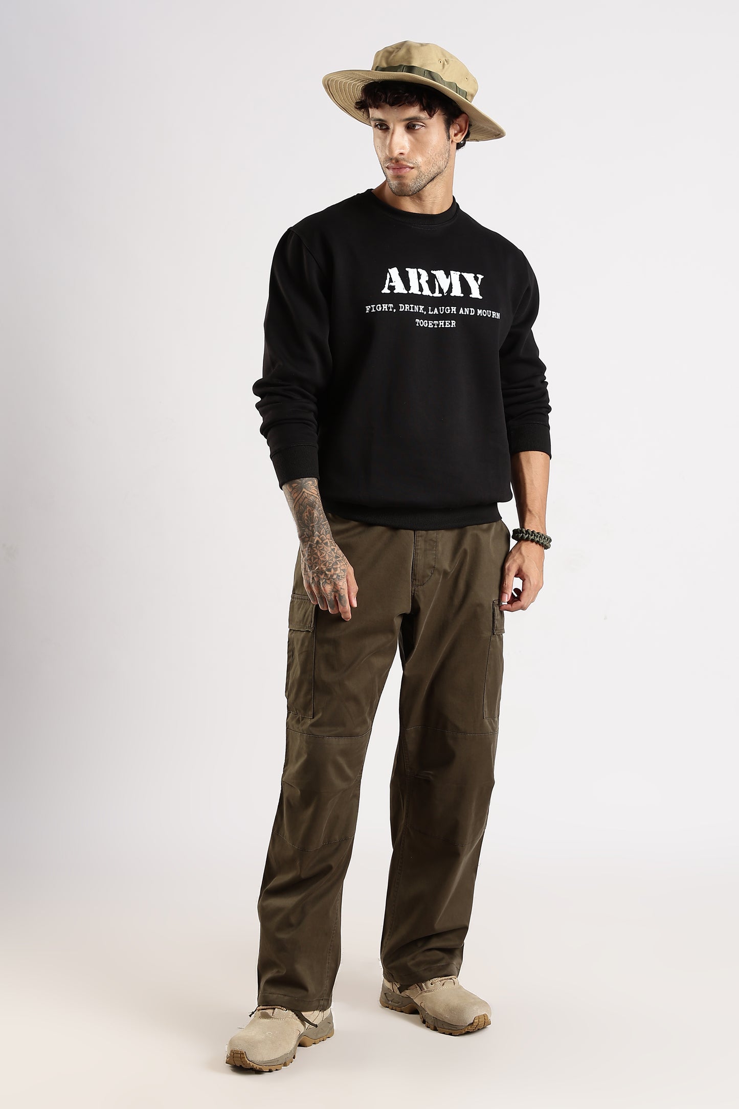 Army Sweatshirt - Fight, Laugh, Drink and Mourn Together