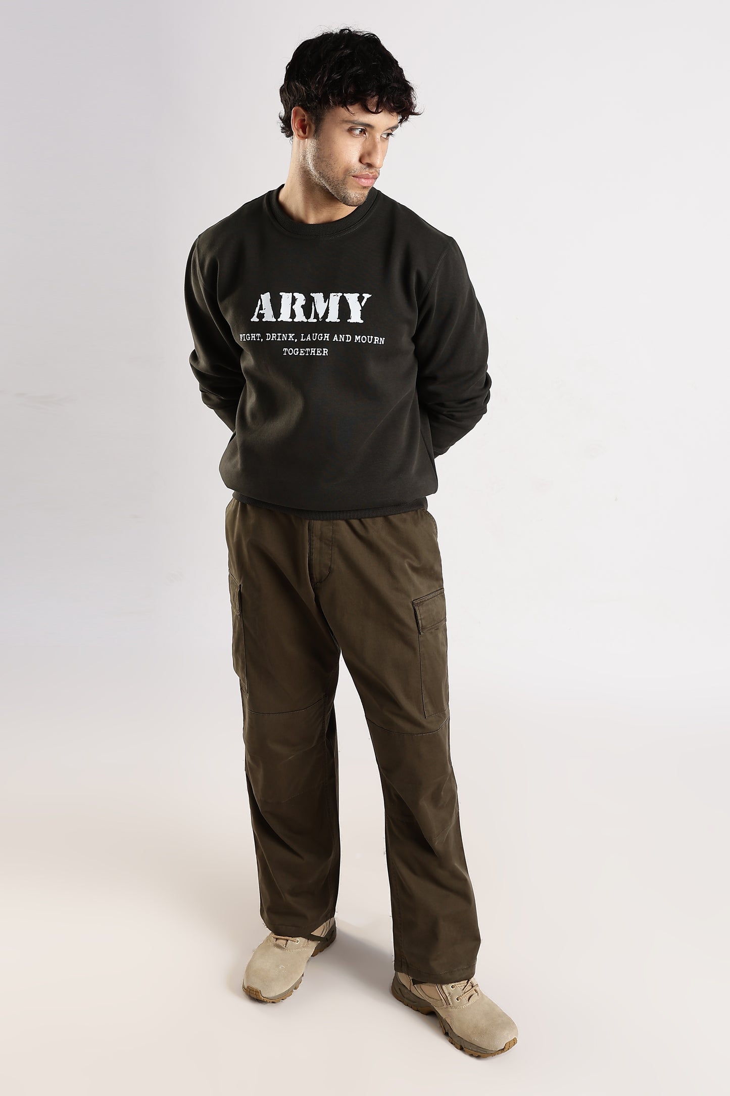 Army Sweatshirt - Fight, Laugh, Drink and Mourn Together