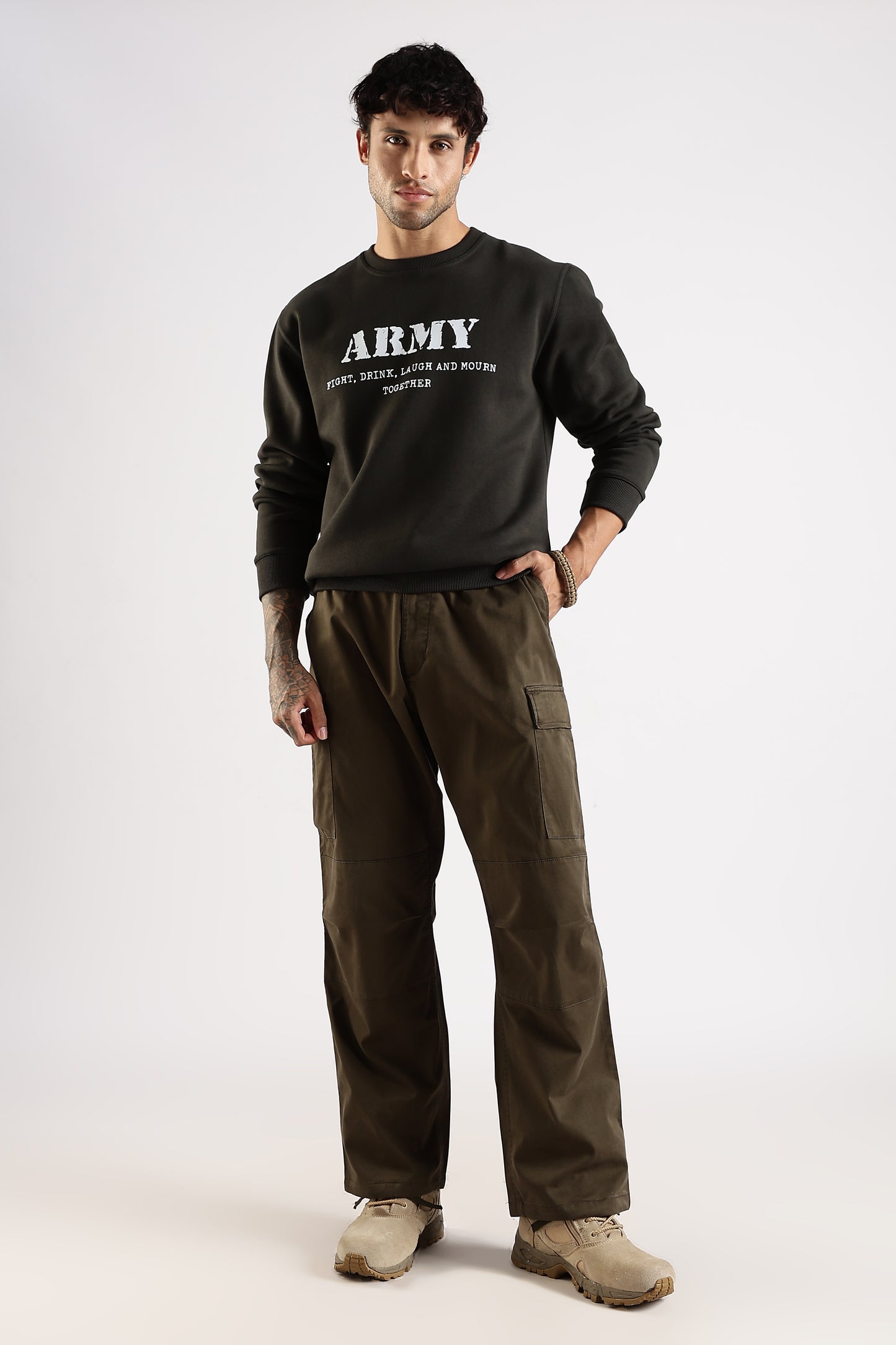 Army Sweatshirt - Fight, Laugh, Drink and Mourn Together