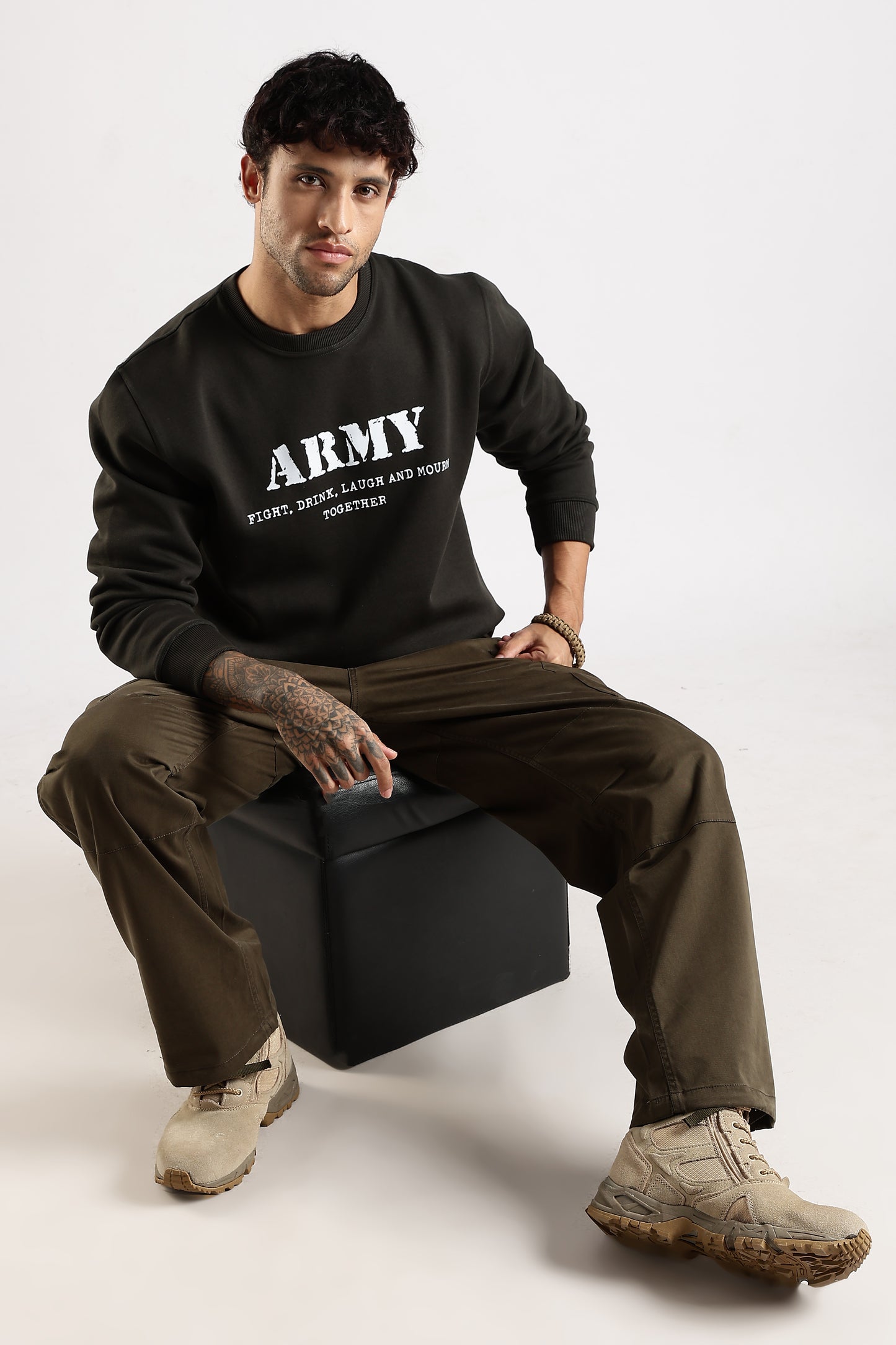 Army Sweatshirt - Fight, Laugh, Drink and Mourn Together