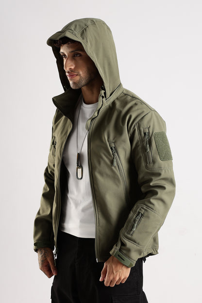 Tactical Softshell Military Jacket With Shoulder Flap
