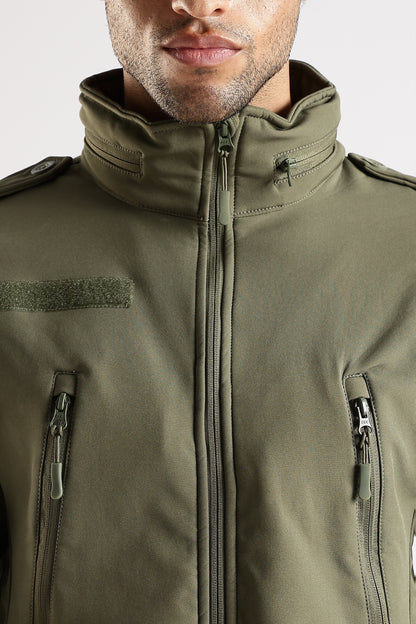 Tactical Softshell Military Jacket With Shoulder Flap