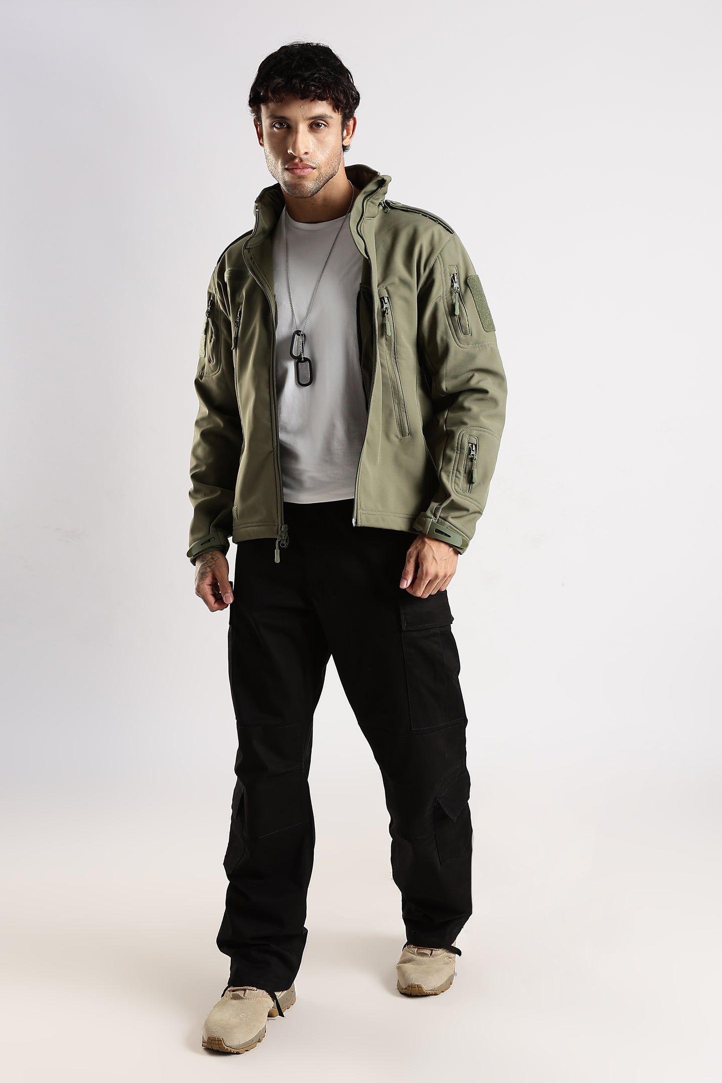 Tactical Softshell Military Jacket With Shoulder Flap