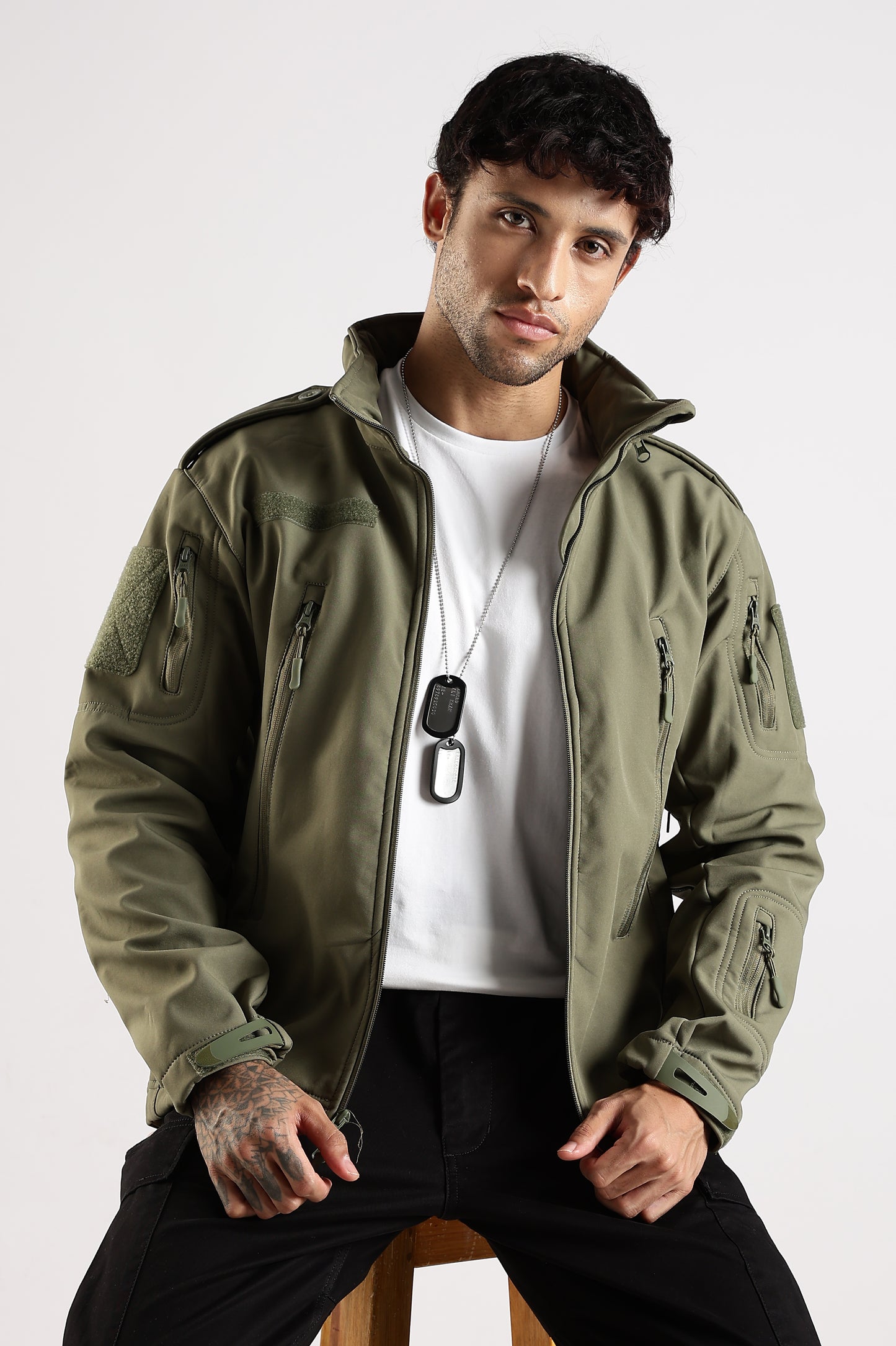 Tactical Softshell Military Jacket With Shoulder Flap