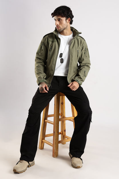 Tactical Softshell Military Jacket With Shoulder Flap
