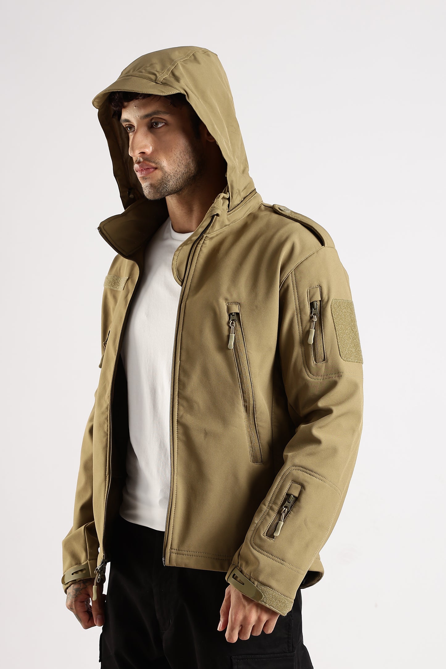 Tactical Softshell Military Jacket With Shoulder Flap