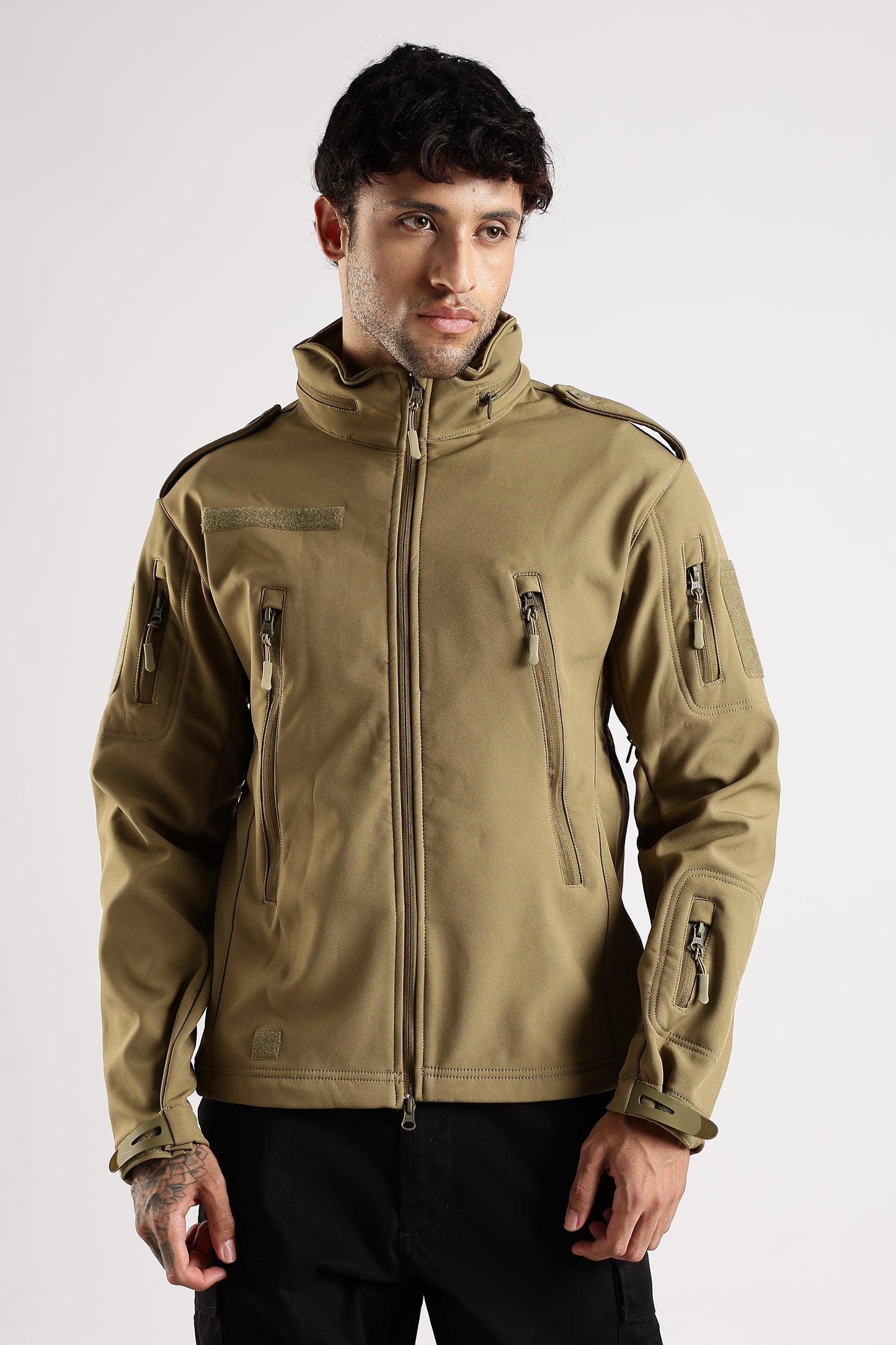 Tactical Softshell Military Jacket With Shoulder Flap
