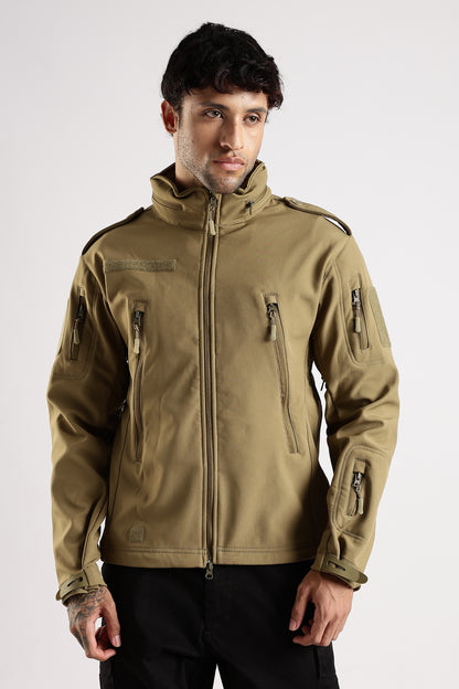 Tactical Softshell Military Jacket With Shoulder Flap