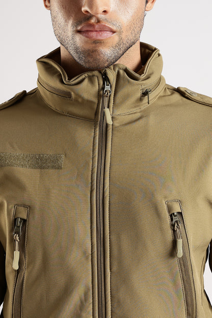 Tactical Softshell Military Jacket With Shoulder Flap