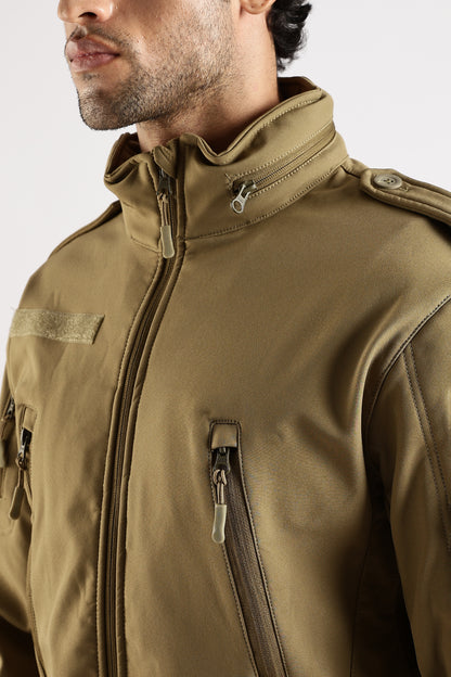 Tactical Softshell Military Jacket With Shoulder Flap