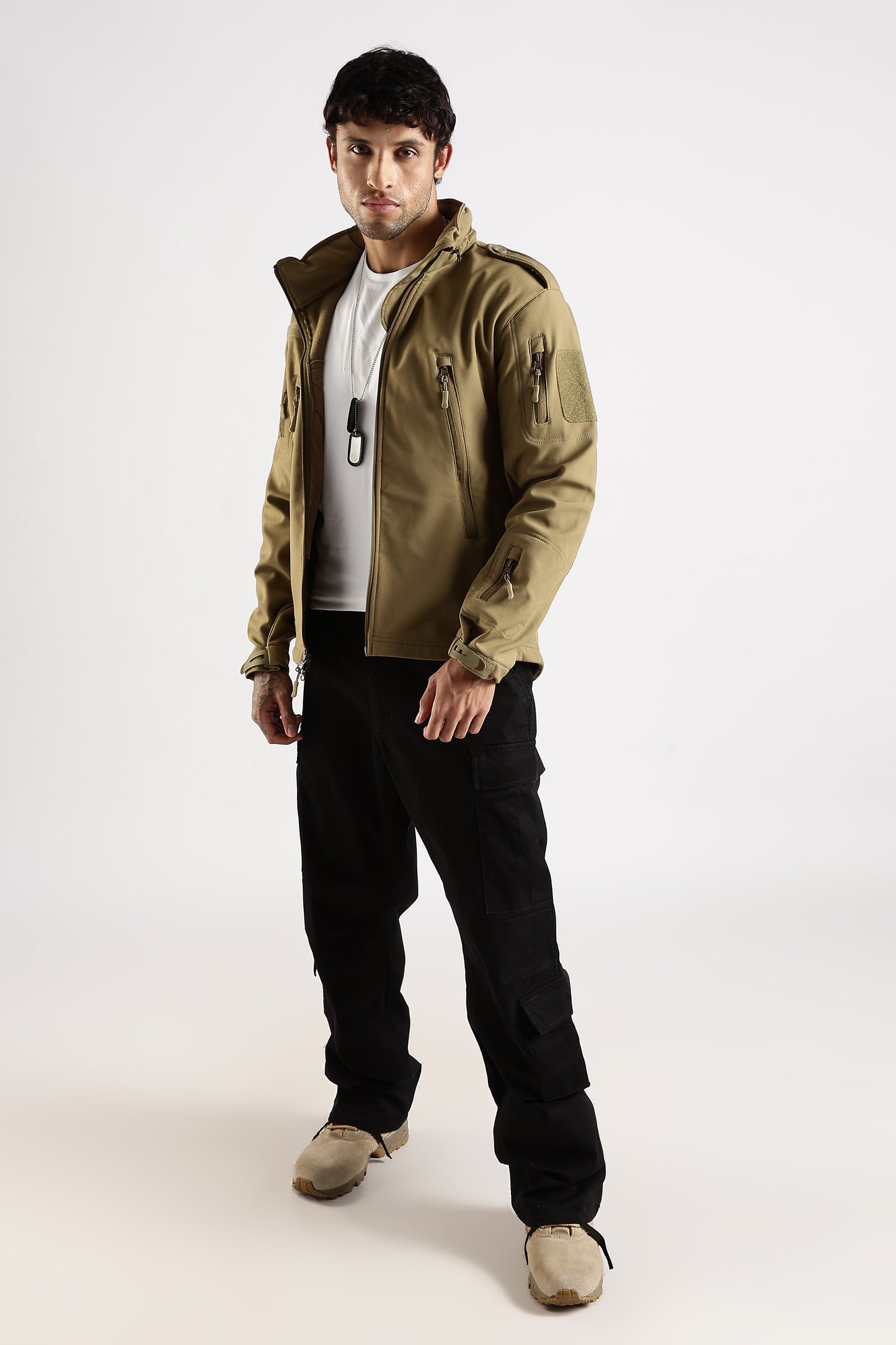 Tactical Softshell Military Jacket With Shoulder Flap