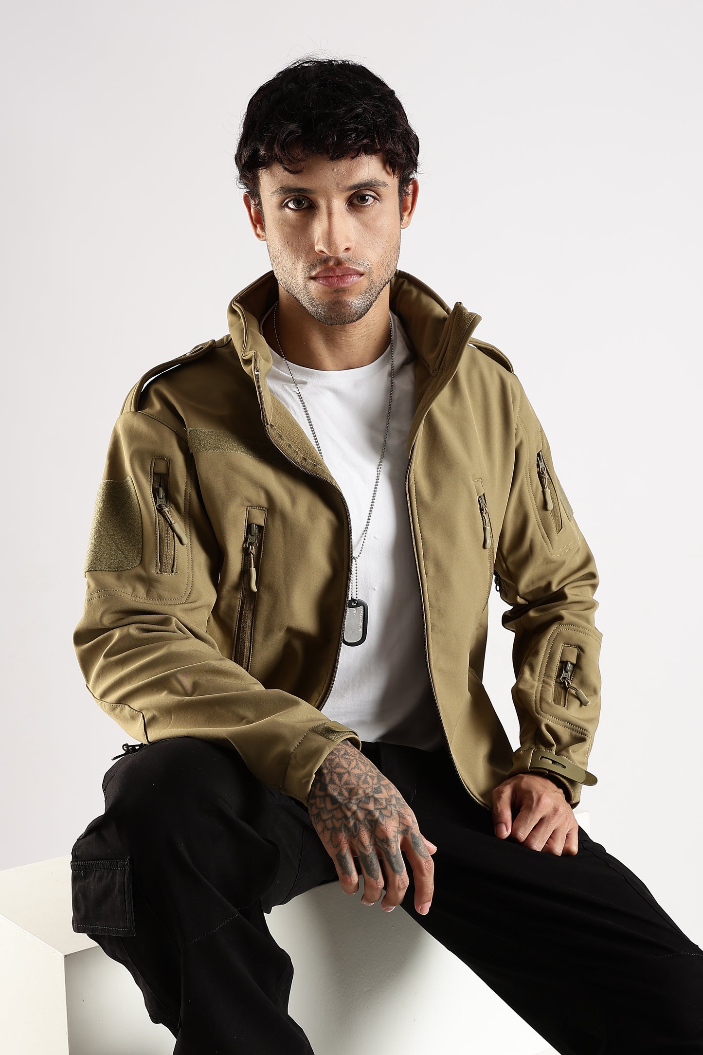 Tactical Softshell Military Jacket With Shoulder Flap