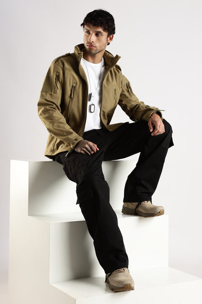 Tactical Softshell Military Jacket With Shoulder Flap