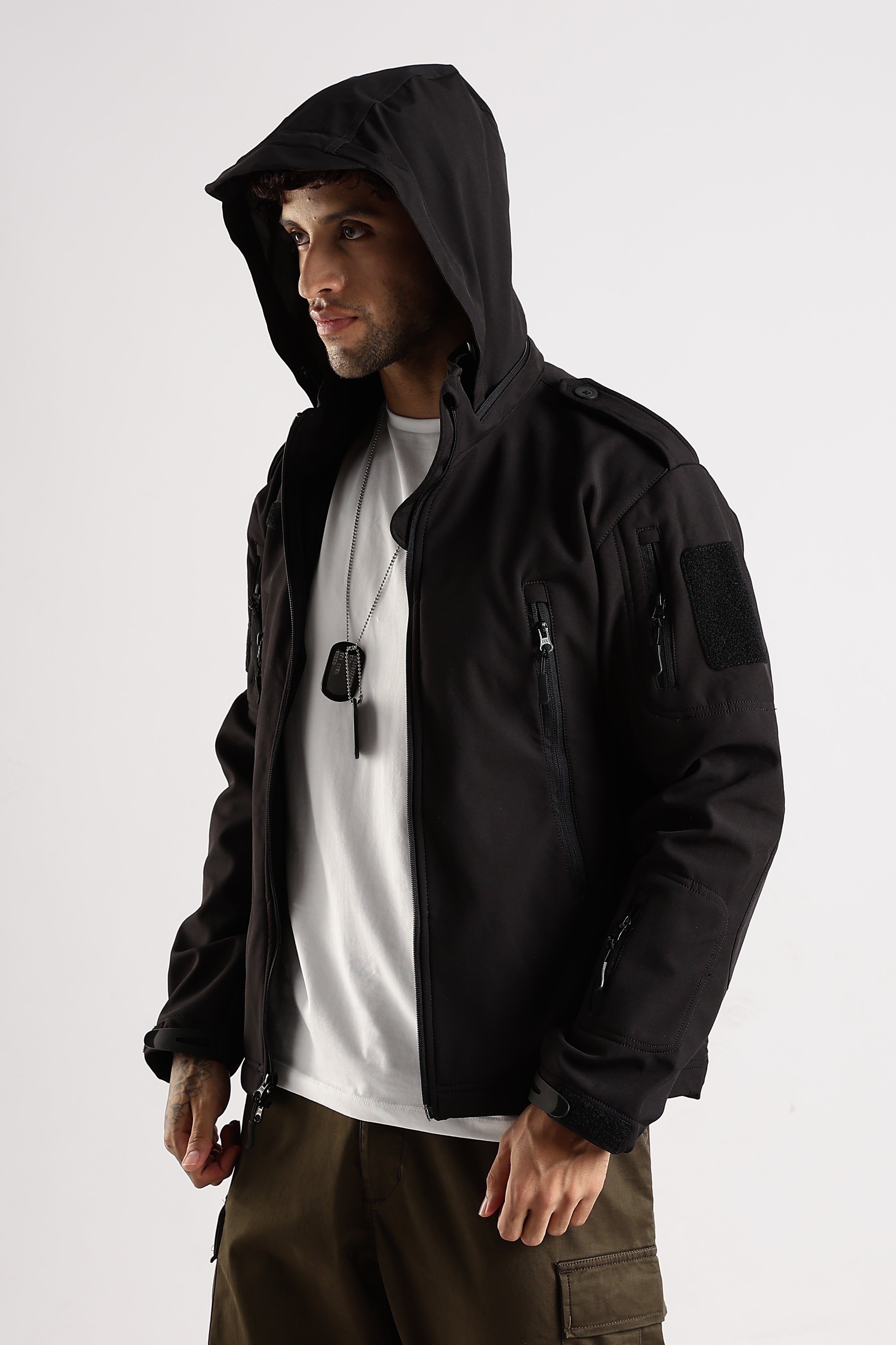 Tactical Softshell Military Jacket With Shoulder Flap