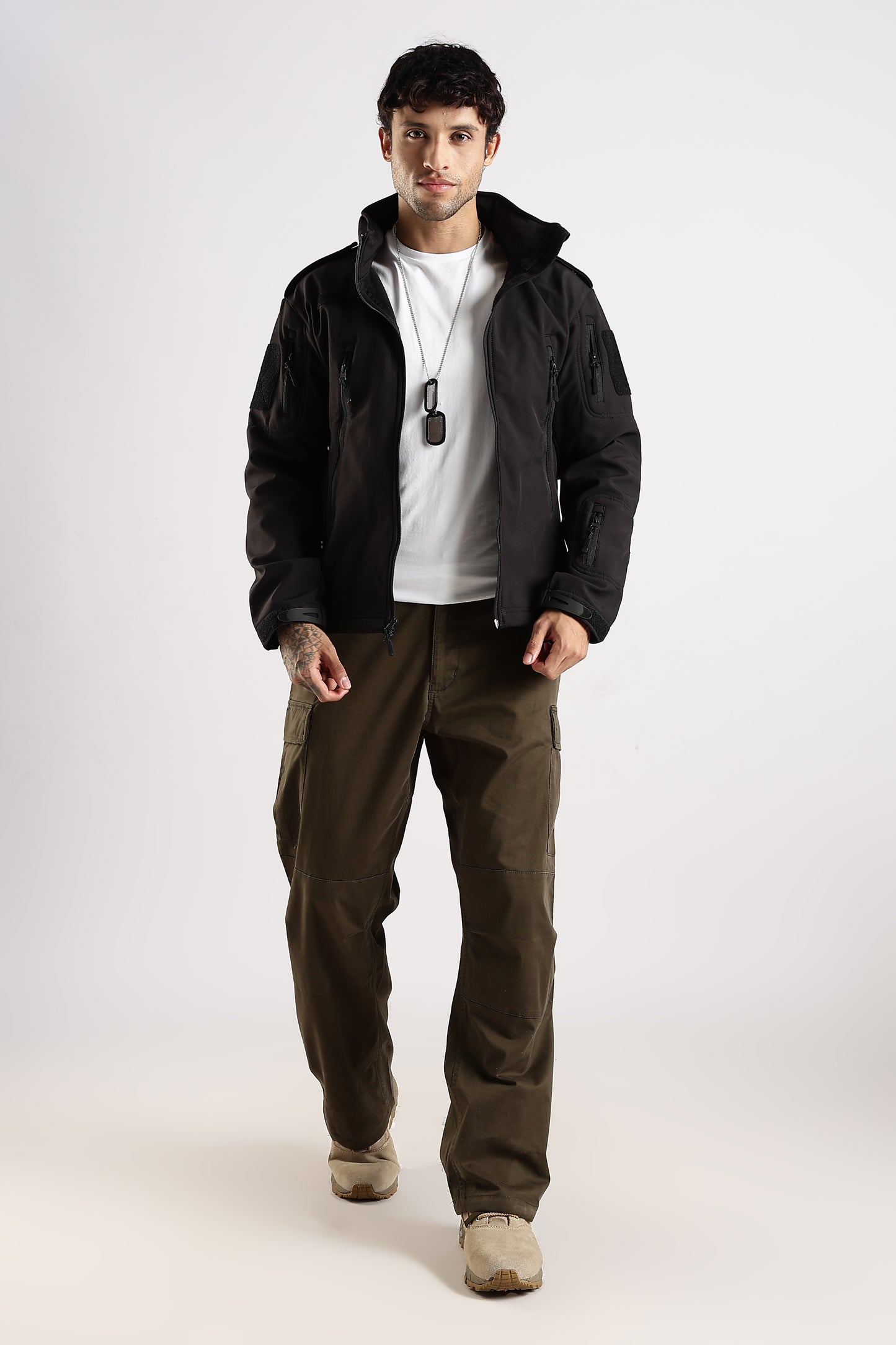 Tactical Softshell Military Jacket With Shoulder Flap