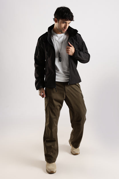Tactical Softshell Military Jacket With Shoulder Flap