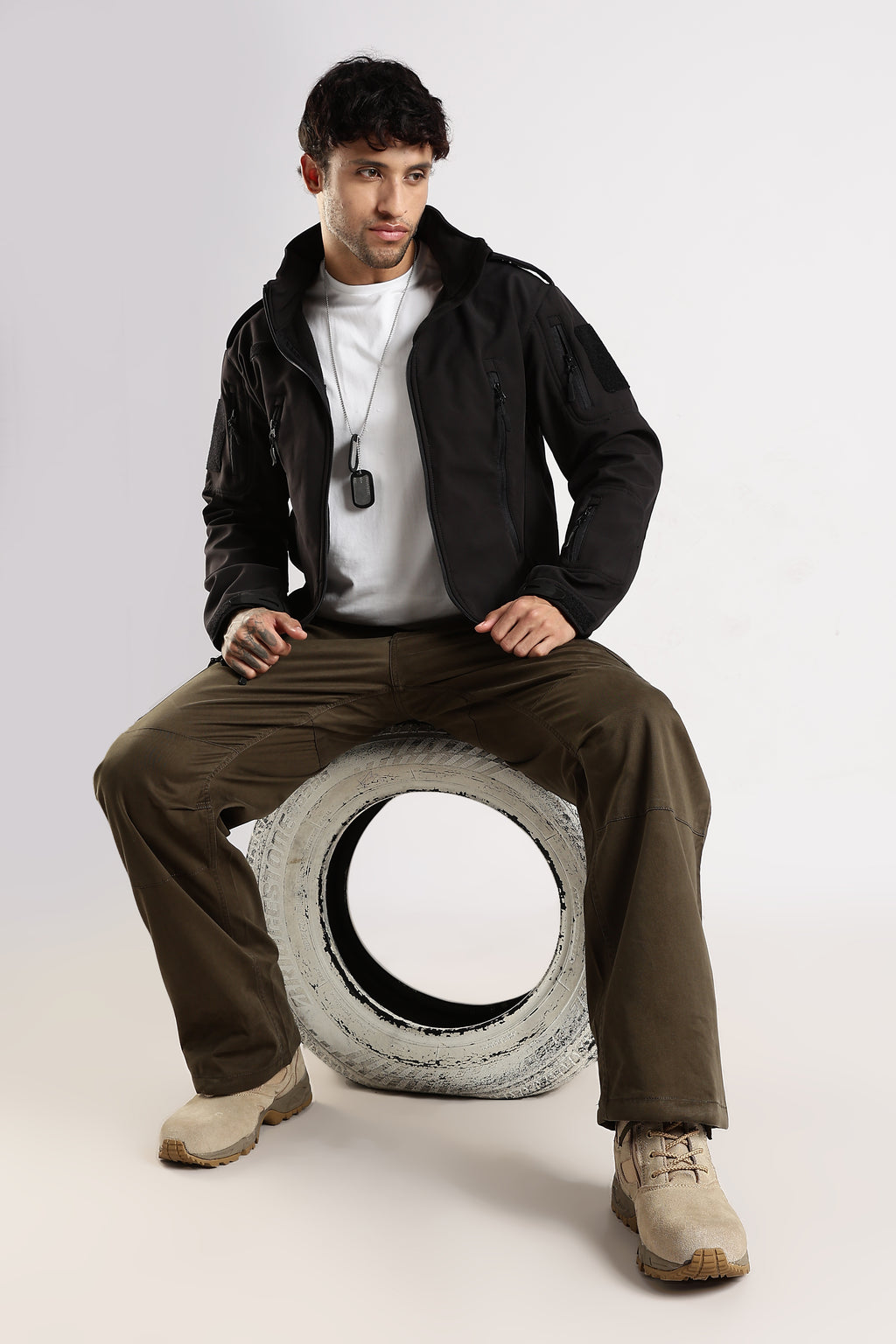 Tactical Softshell Military Jacket With Shoulder Flap