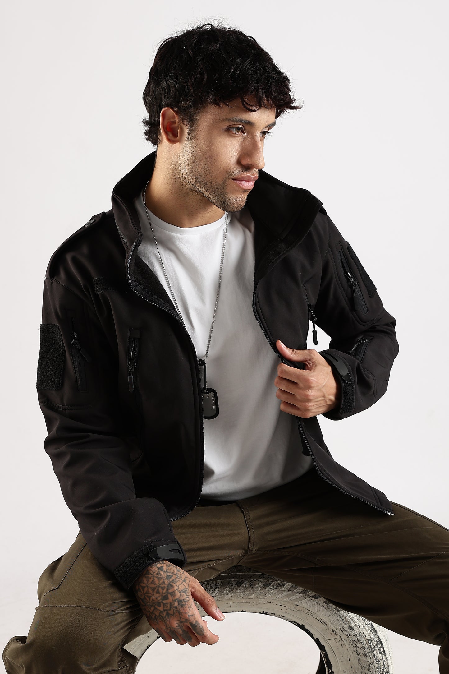 Tactical Softshell Military Jacket With Shoulder Flap