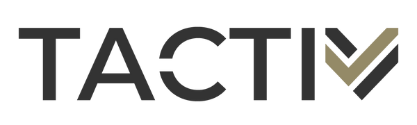 Logo of Tactiv with a stylized 'V' in gold on a white background