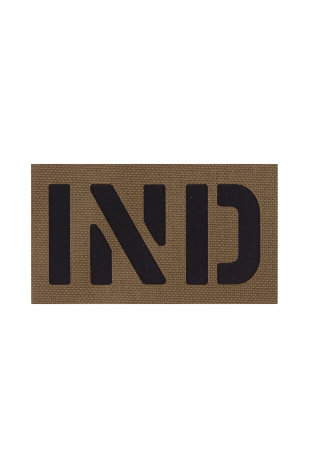 India infrared patch in coyote brown colour with 'IND' in black letters.