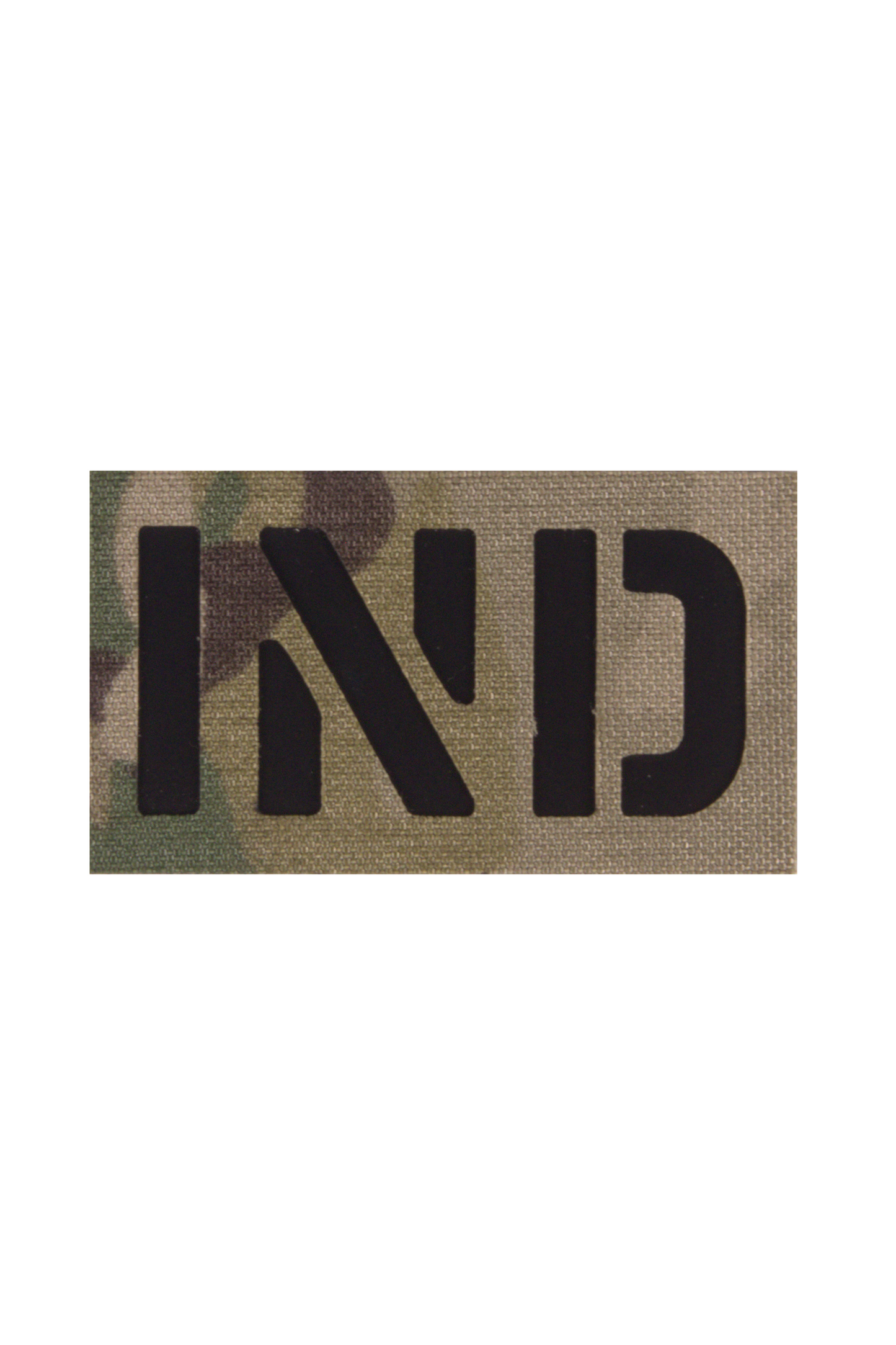 India infrared patch in multicam camouflage colour with 'IND' in black letters.