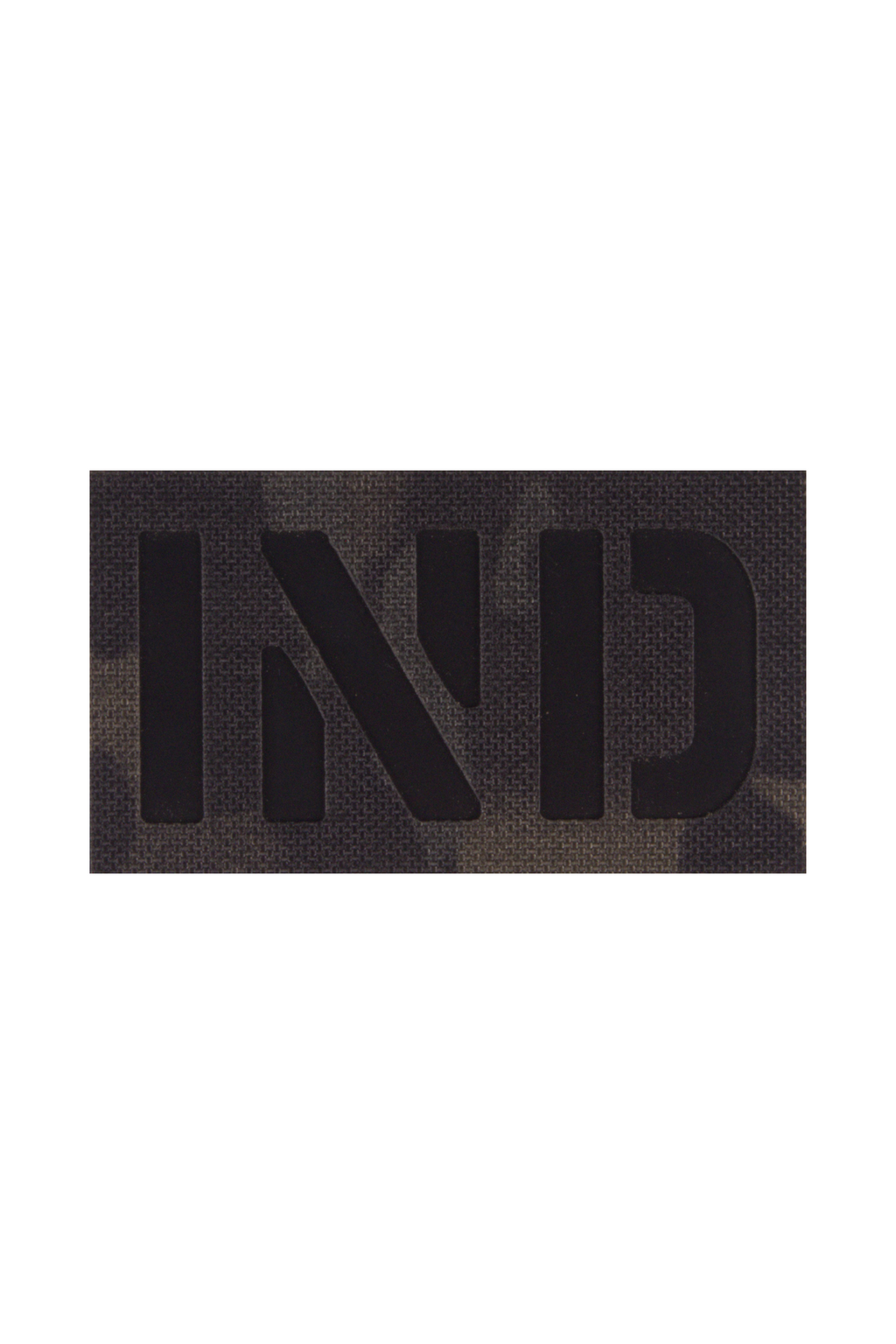India infrared patch in multicam black colour with 'IND' in black letters.