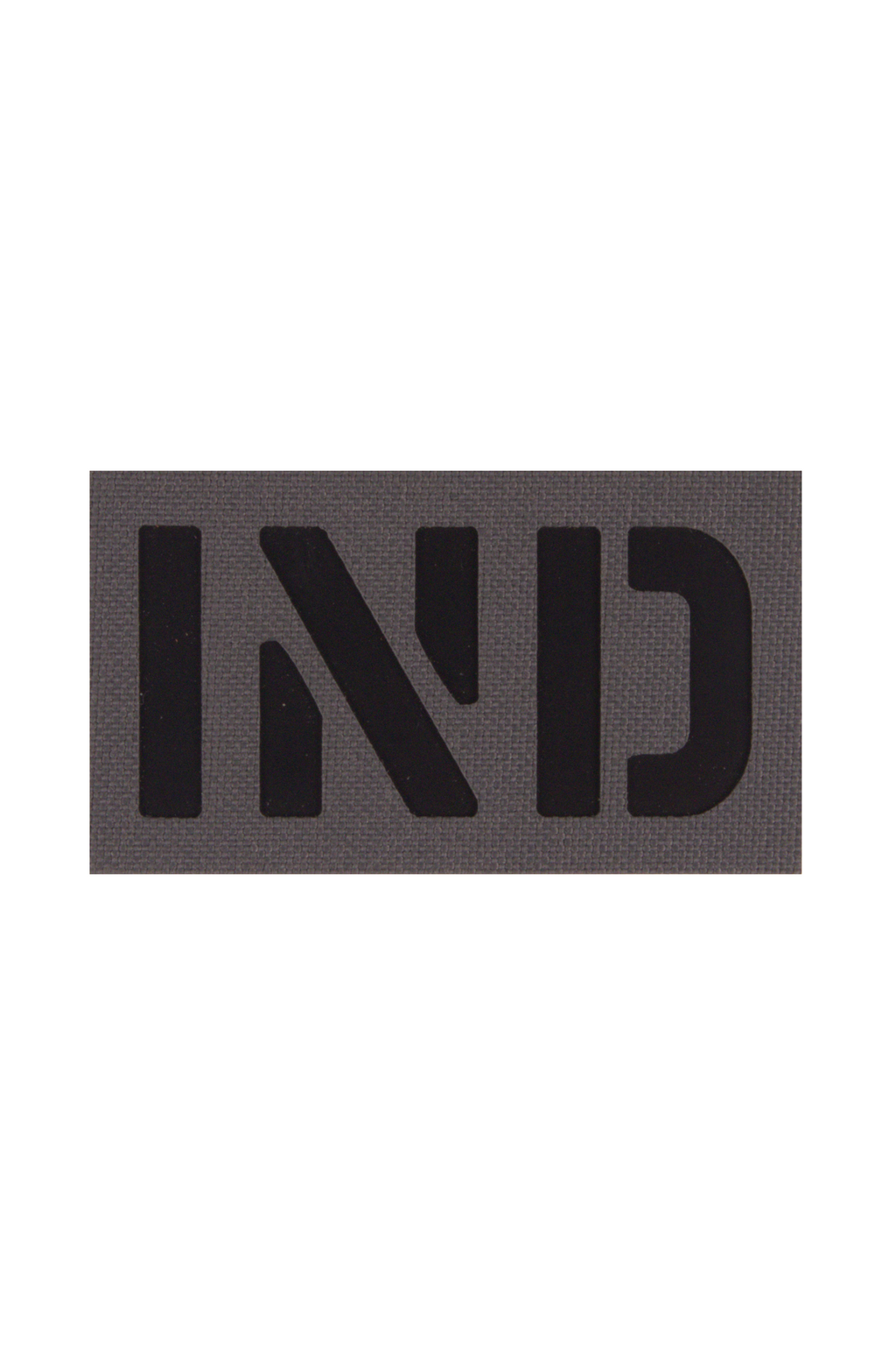 India infrared patch in steel grey colour with 'IND' in black letters.