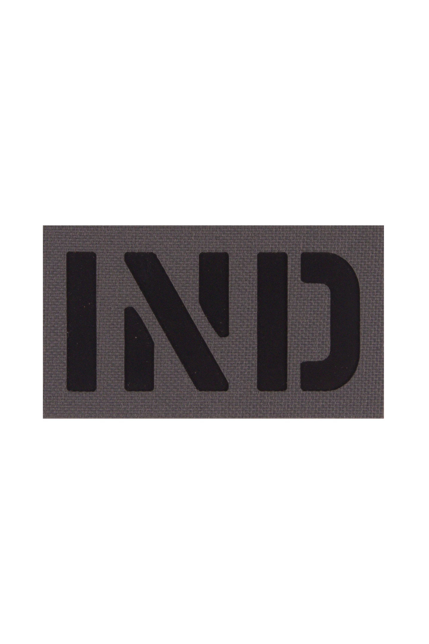 India infrared patch in steel grey colour with 'IND' in black letters.