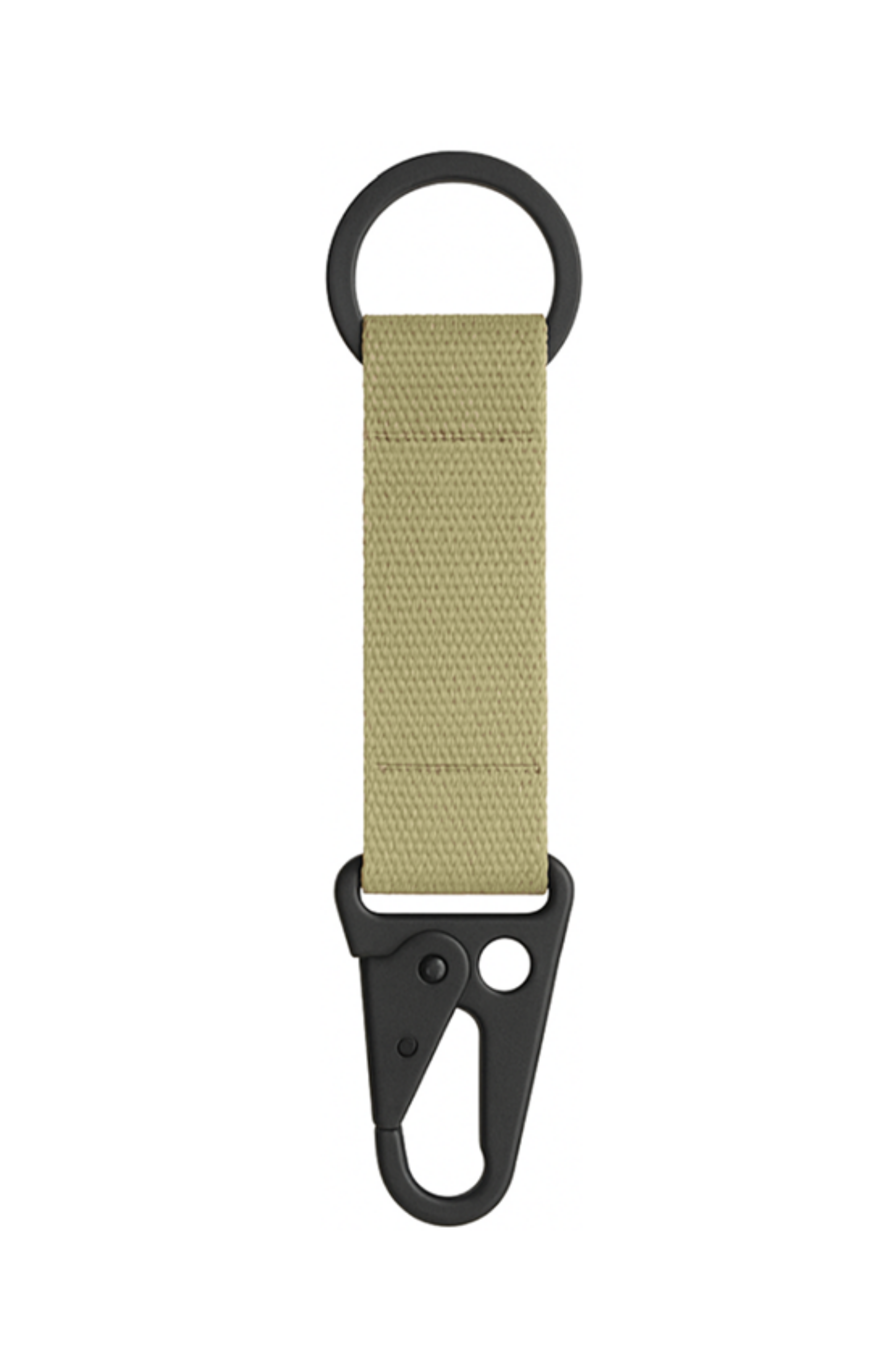 Tan colour tactical webbing keychain with HK hook.